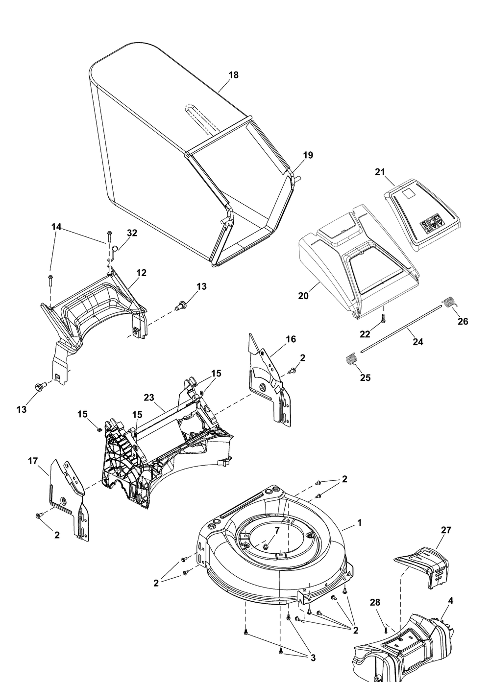 Deck Group Diagram and Parts List for 2691807-00-450E  Briggs and Stratton Lawn Mower